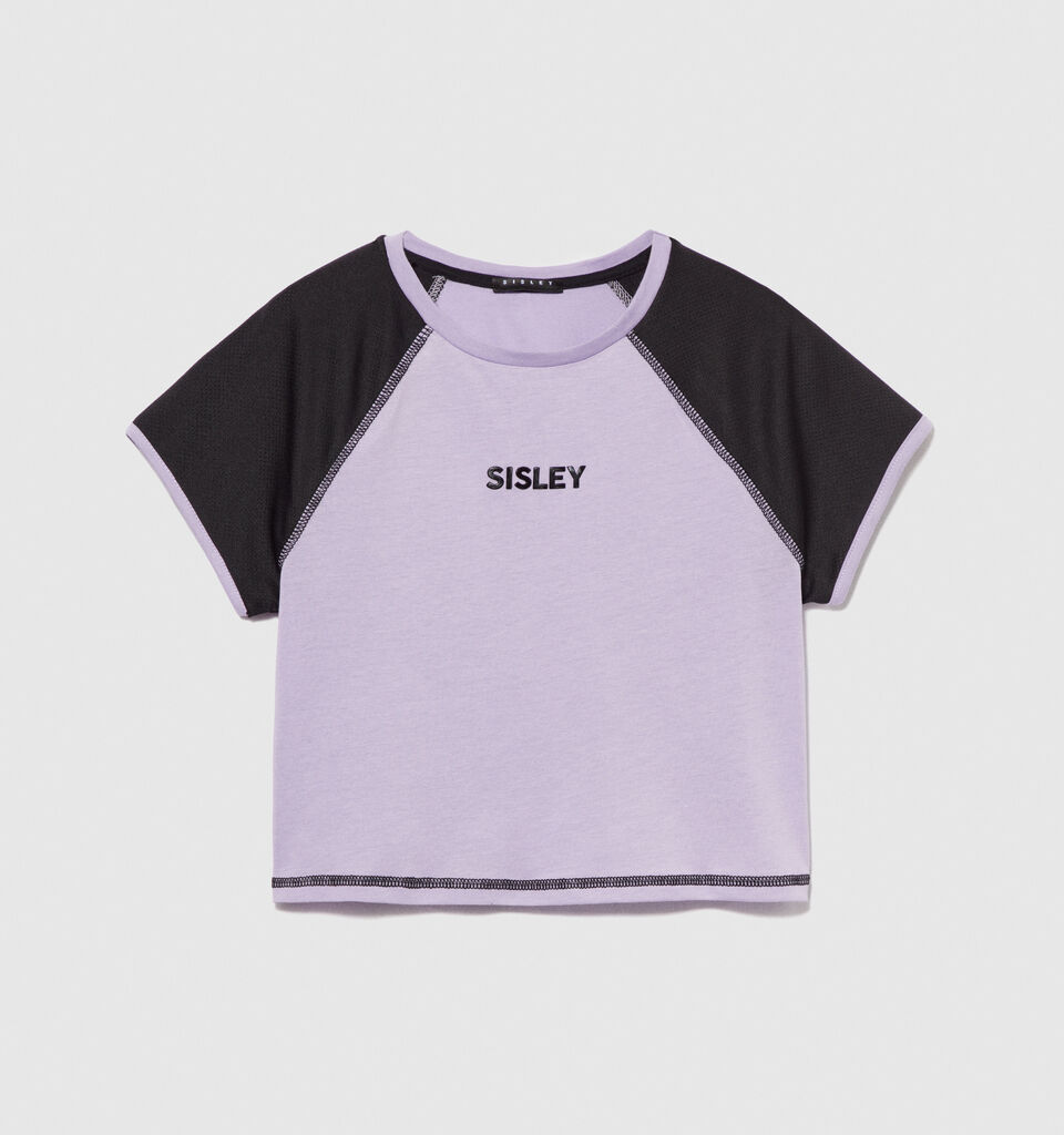 Sporty t-shirt with logo - girls' short sleeve t-shirts - Lilac | Sisley Young image number 1